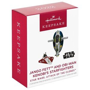 New! Star Wars Jango Fett & Obi-Wan Starfighters Hallmark Keepsake Ornament 2022